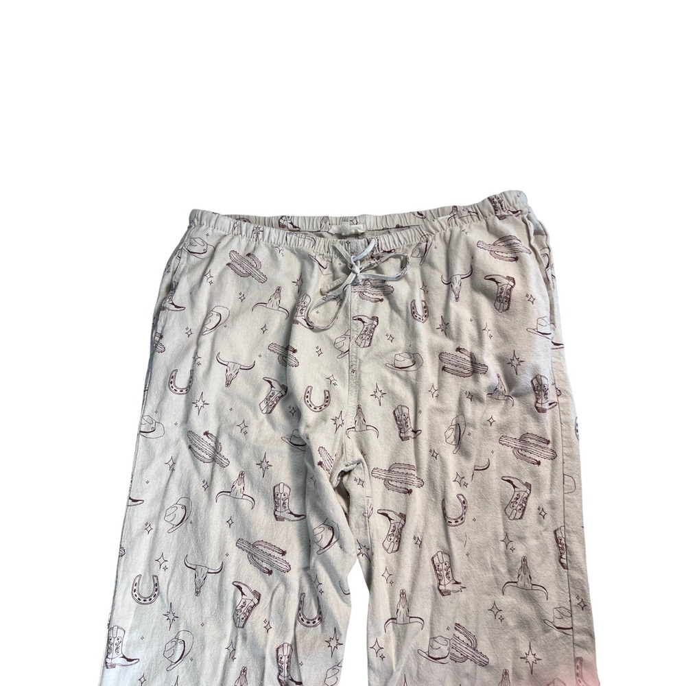Cali1850 Western Print Twill Pants Women XL Cream Brown - Picture 5 of 6